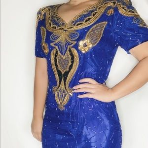 Vintage beaded Indian dress silk